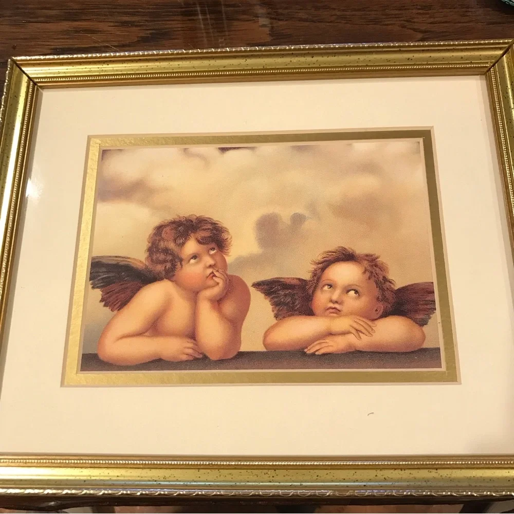 TWO CHERUBS MATTED FRAMED - Picture 2 of 13
